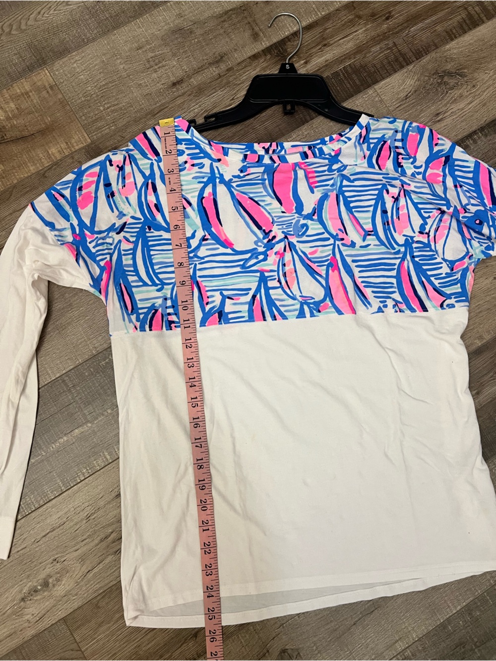 Lilly Pulitzer blue/white/pink Finn sailing Printed Yoke Long Sleeve Top M EUC - Picture 4 of 8